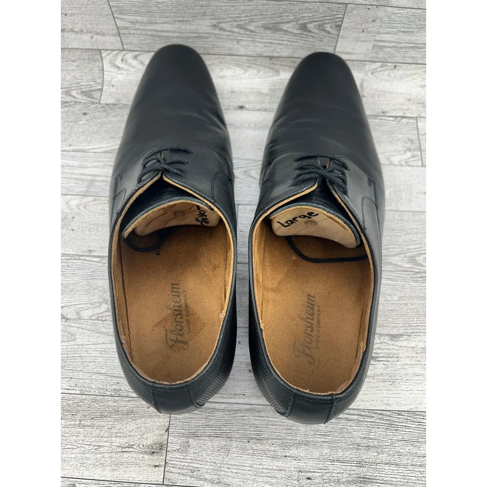 Florsheim Mens Black Leather Oxfords Dress Shoes‎ Lace Up Flexsole 10D